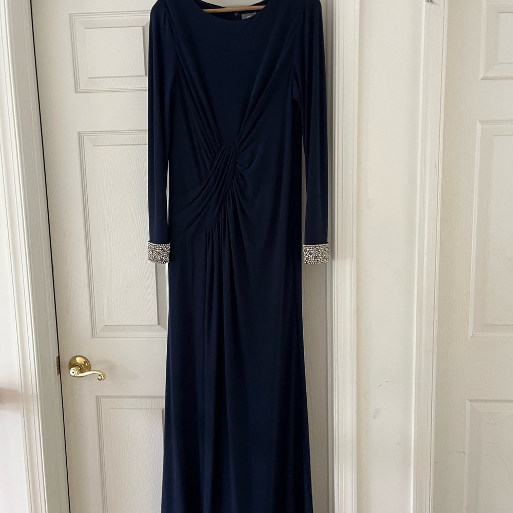 Vince Camuto Navy Long Sleeve Dress with Embellished Cuffs